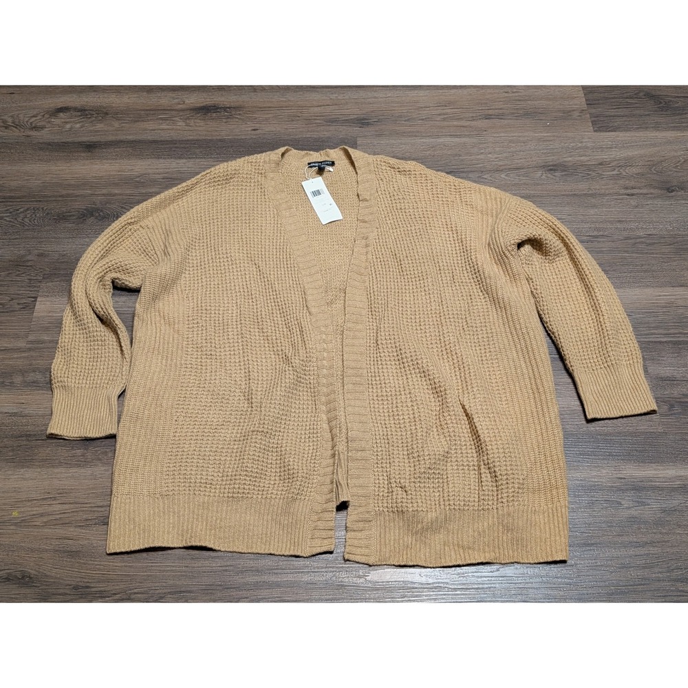Eileen Fisher Honey Recycled Cashmere‎ Wool Open V-Neck Cardigan